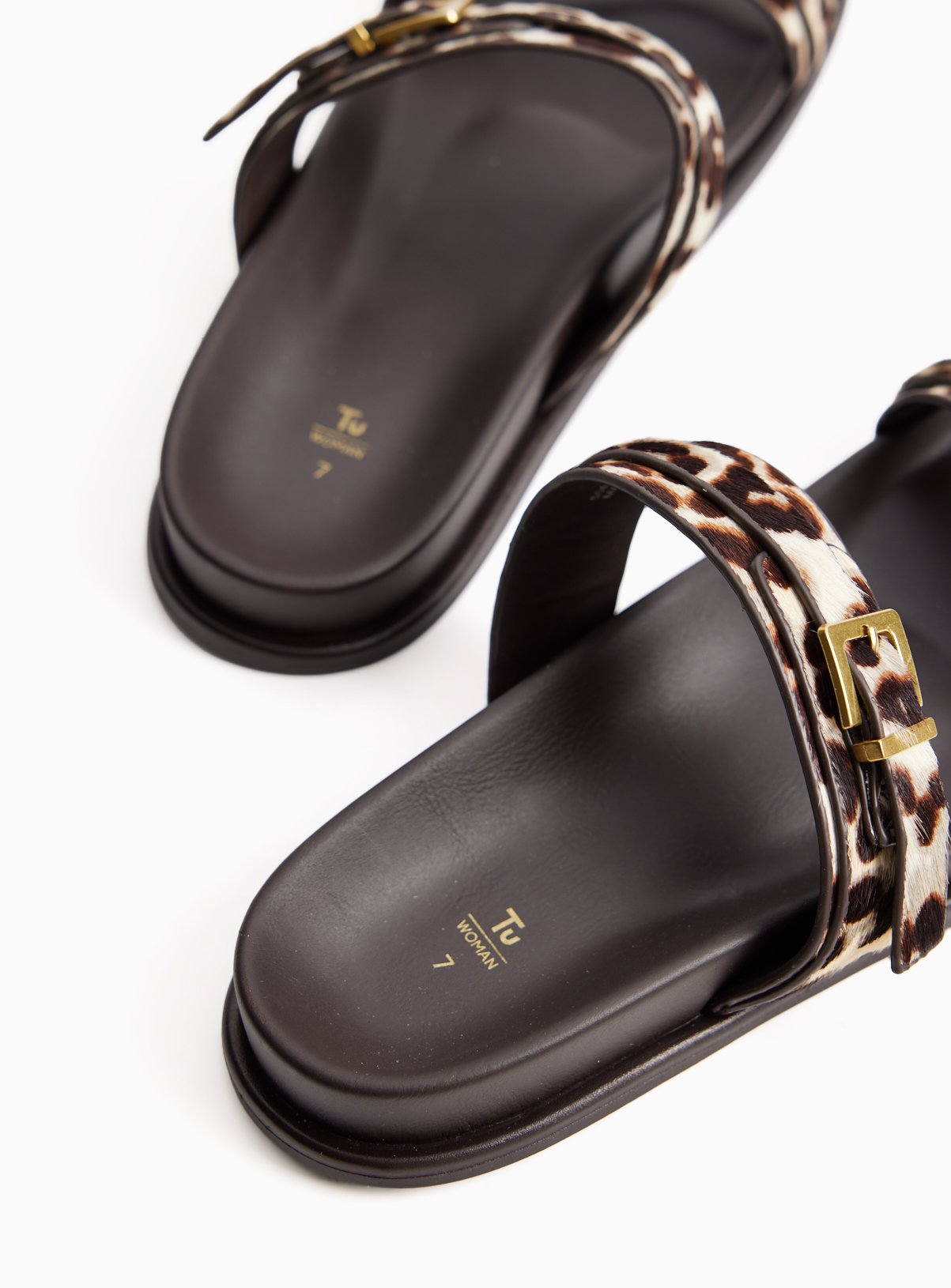 Two Strap Animal Print Leather Sandals 3 - Image 4 thumbnail